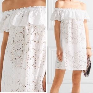 Tory Burch white broderie off the shoulder mini dress w/pockets L NWT